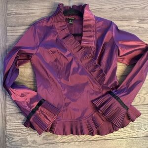 Cartise Chic Women's Pleated Blouse in Rich Purple